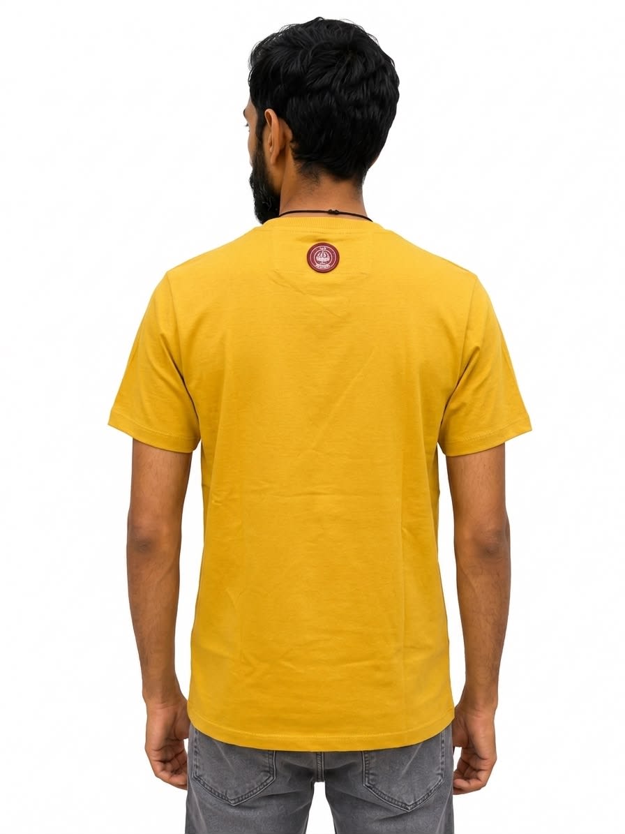 Men's Premium Mustard Yellow Pocket Typography Cotton T-Shirt 2