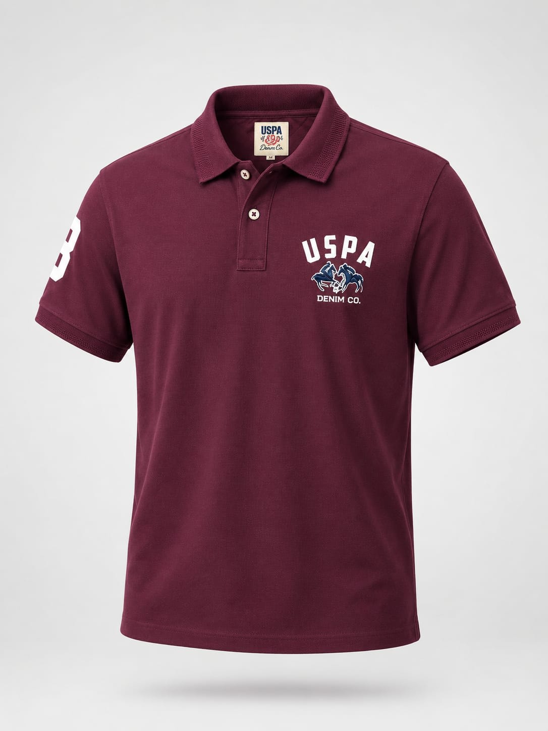 Men's Premium Maroon Chest Graphic Cotton Polo T-Shirt 1