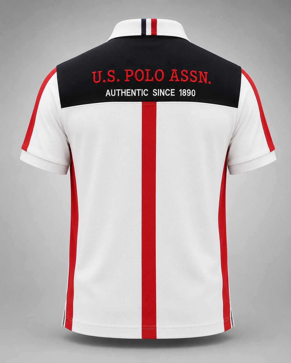 Men's Premium White Colorblock Stripe Cotton Polo T-Shirt 2