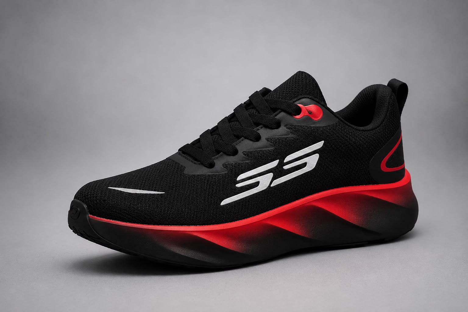Men's Premium Black & Red Sporty Running Shoes 1