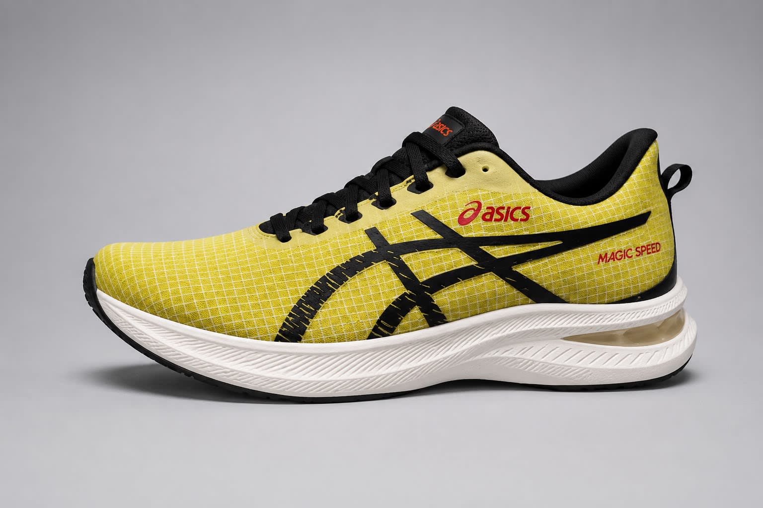 Men's Premium Yellow & Black Grid Mesh Running Shoes 1
