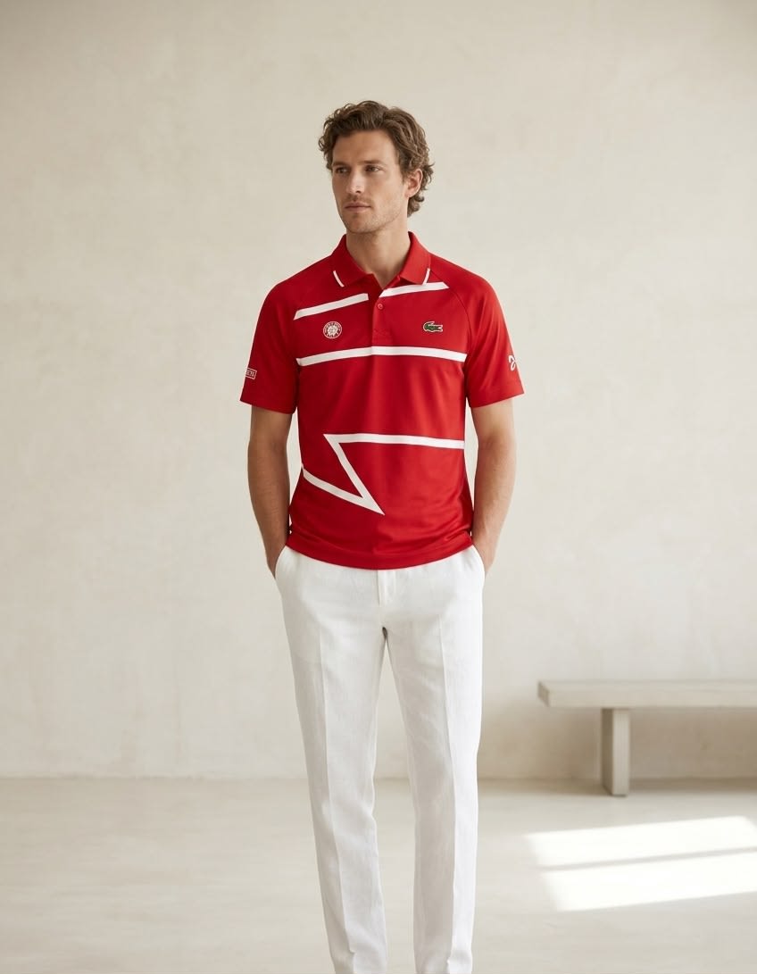 Men's Premium Red Striped Sporty Polo T-Shirt 2