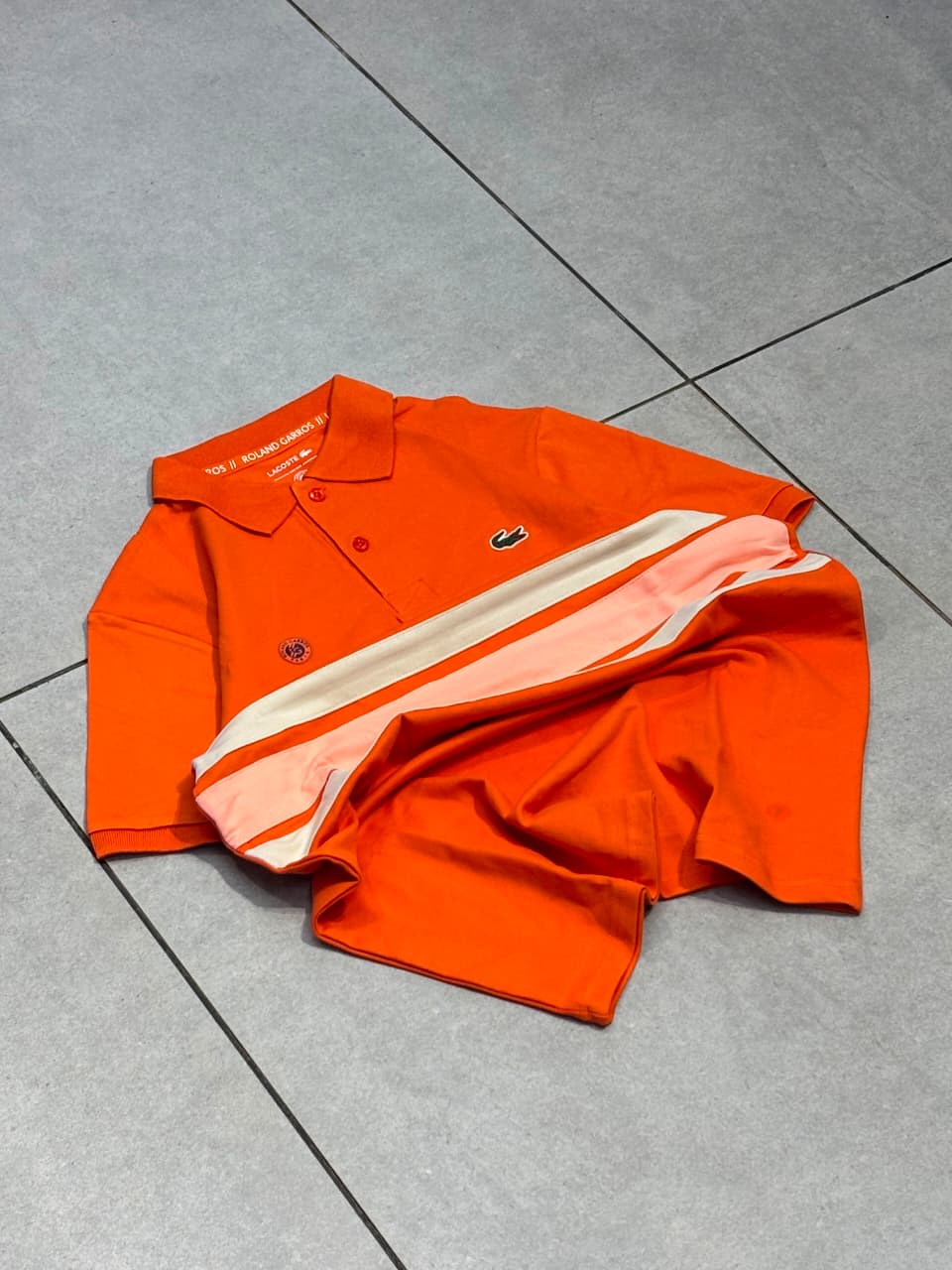 Men's Premium Orange Striped Sporty Polo T-Shirt 1