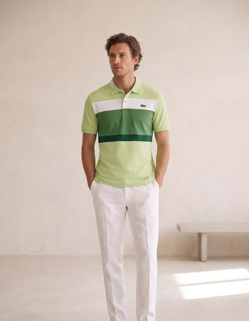 Men's Premium Mint Green Colorblocked Sporty Polo T-Shirt 2