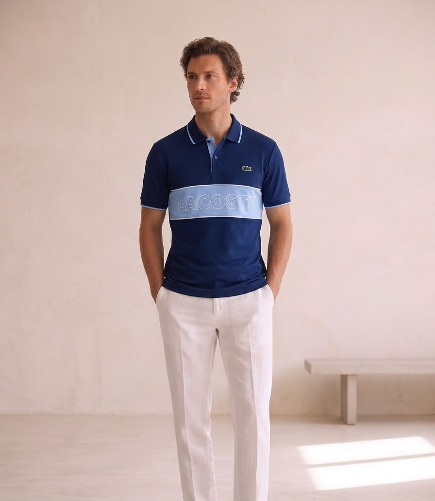Men's Premium Blue Striped Sporty Polo T-Shirt 2