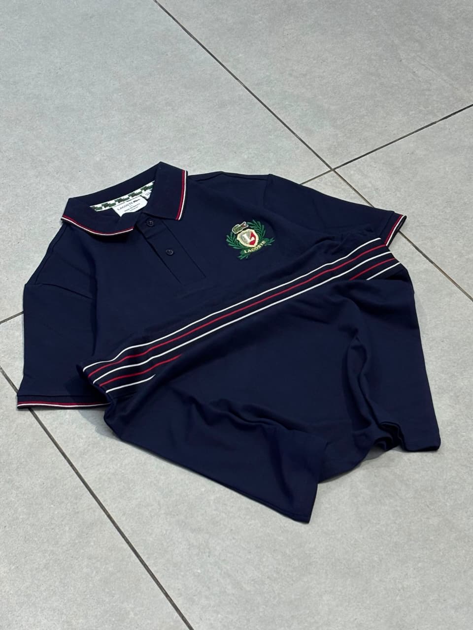 Men's Premium Navy Blue Crest Emblem Sporty Polo T-Shirt 1