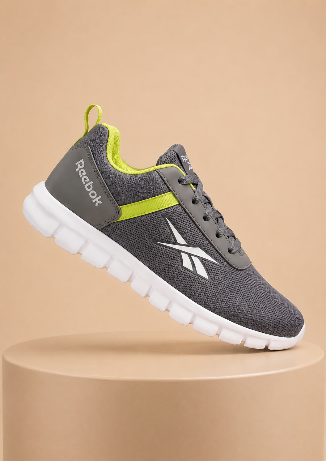 Men's Premium Grey & Neon Green Accent Lightweight Running Shoes 1