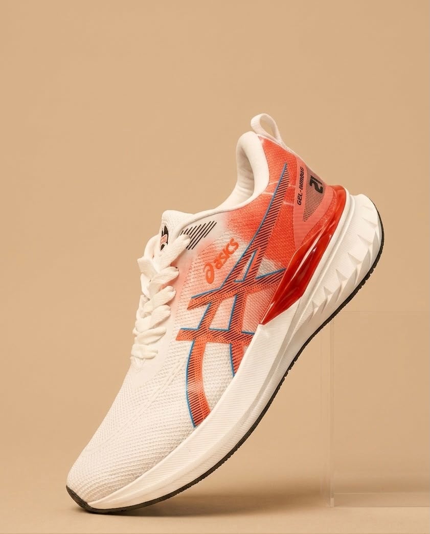 Men's Premium White & Orange Gradient Lightweight Running Shoes 1