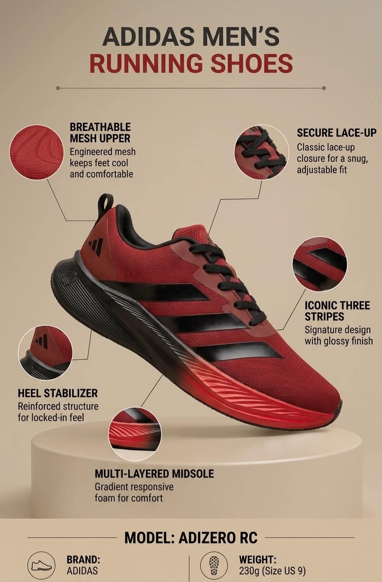 Men's Premium Red & Black Gradient Lightweight Running Shoes 2
