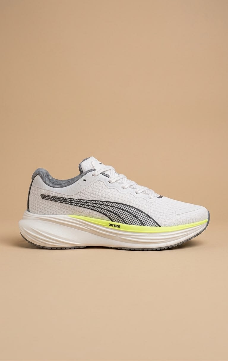 Men's Premium White & Neon Accent Lightweight Running Shoes 1