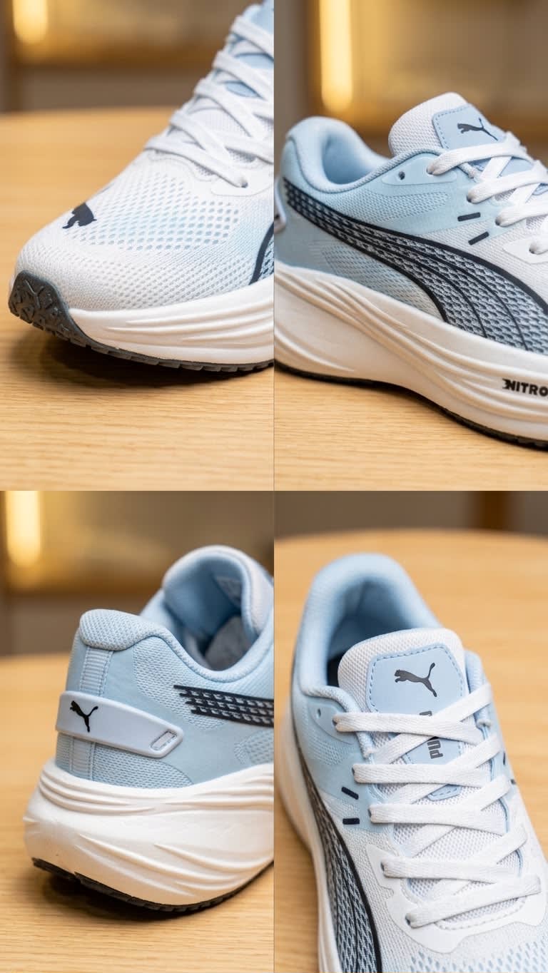 Men's Premium White & Sky Blue Lightweight Running Shoes 2