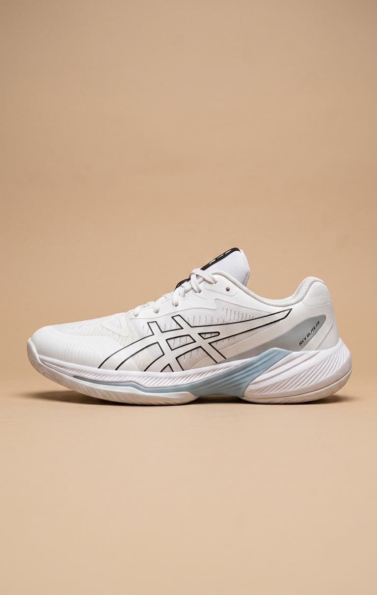 Men's Premium All-White Lightweight Running Shoes with Black Outline 1