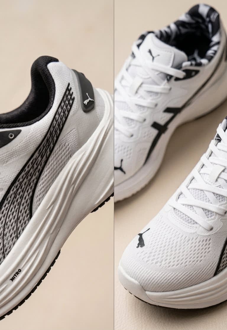 Men's Premium White & Charcoal Lightweight Running Shoes 2