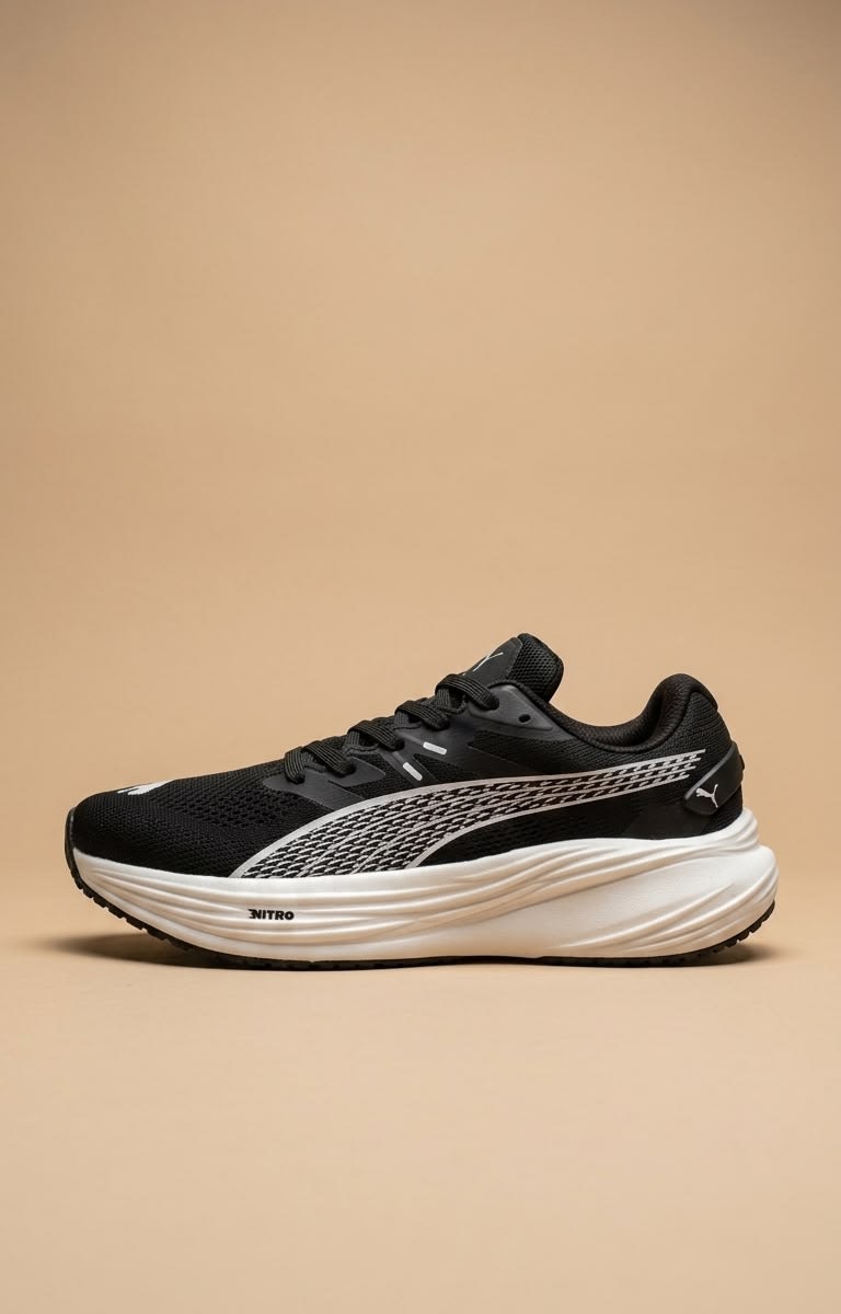 Men's Premium Black & White Lightweight Running Shoes 1