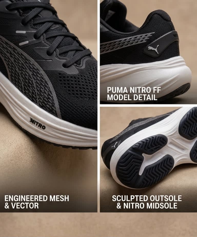 Men's Premium Black & White Lightweight Running Shoes 2