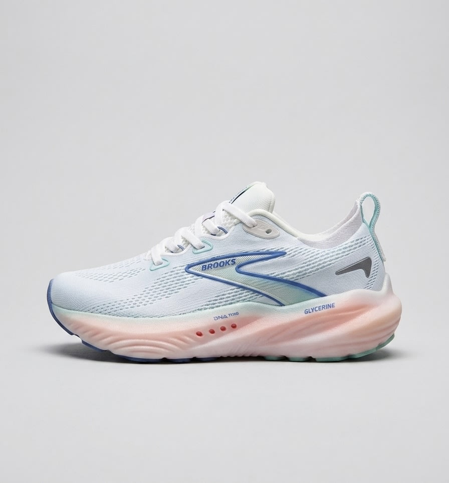 Premium White Mesh Running Shoes with Pastel Gradient Sole 1
