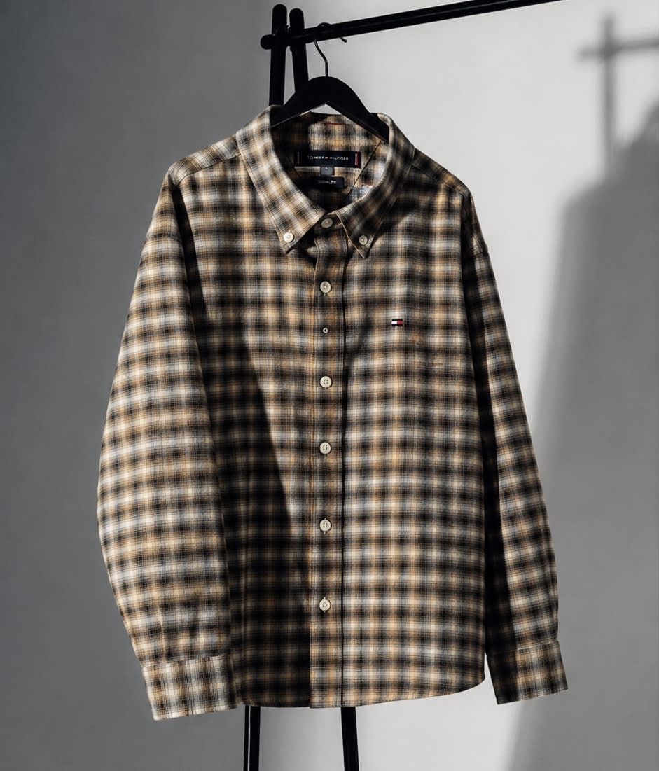 Men's Premium Beige & Brown Plaid Full Sleeve Casual Shirt 1