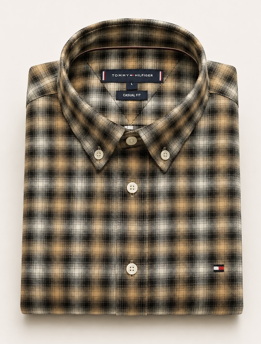Men's Premium Beige & Brown Plaid Full Sleeve Casual Shirt 3