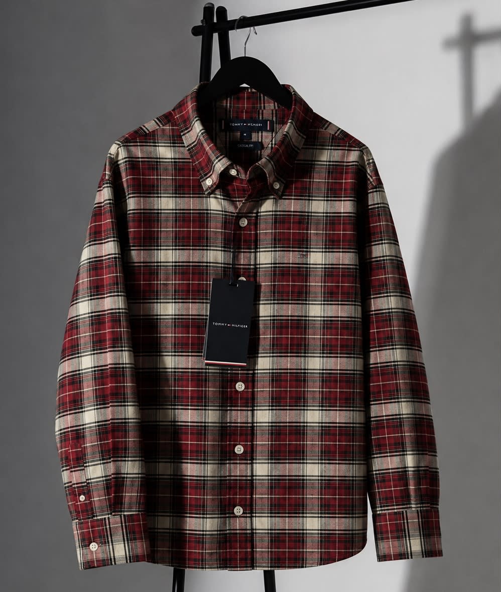 Men's Premium Red & Beige Plaid Full Sleeve Casual Shirt 1