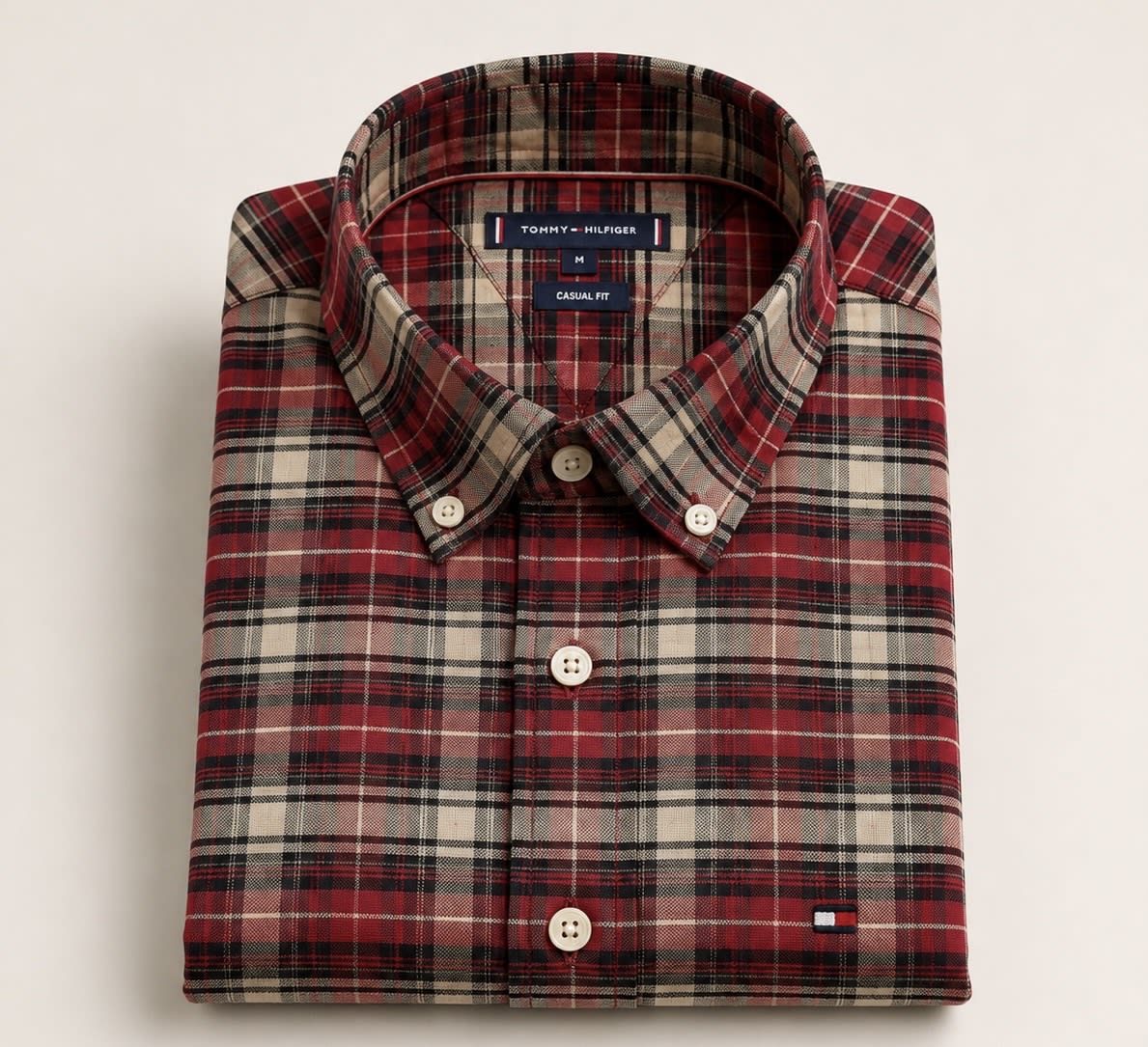 Men's Premium Red & Beige Plaid Full Sleeve Casual Shirt 3