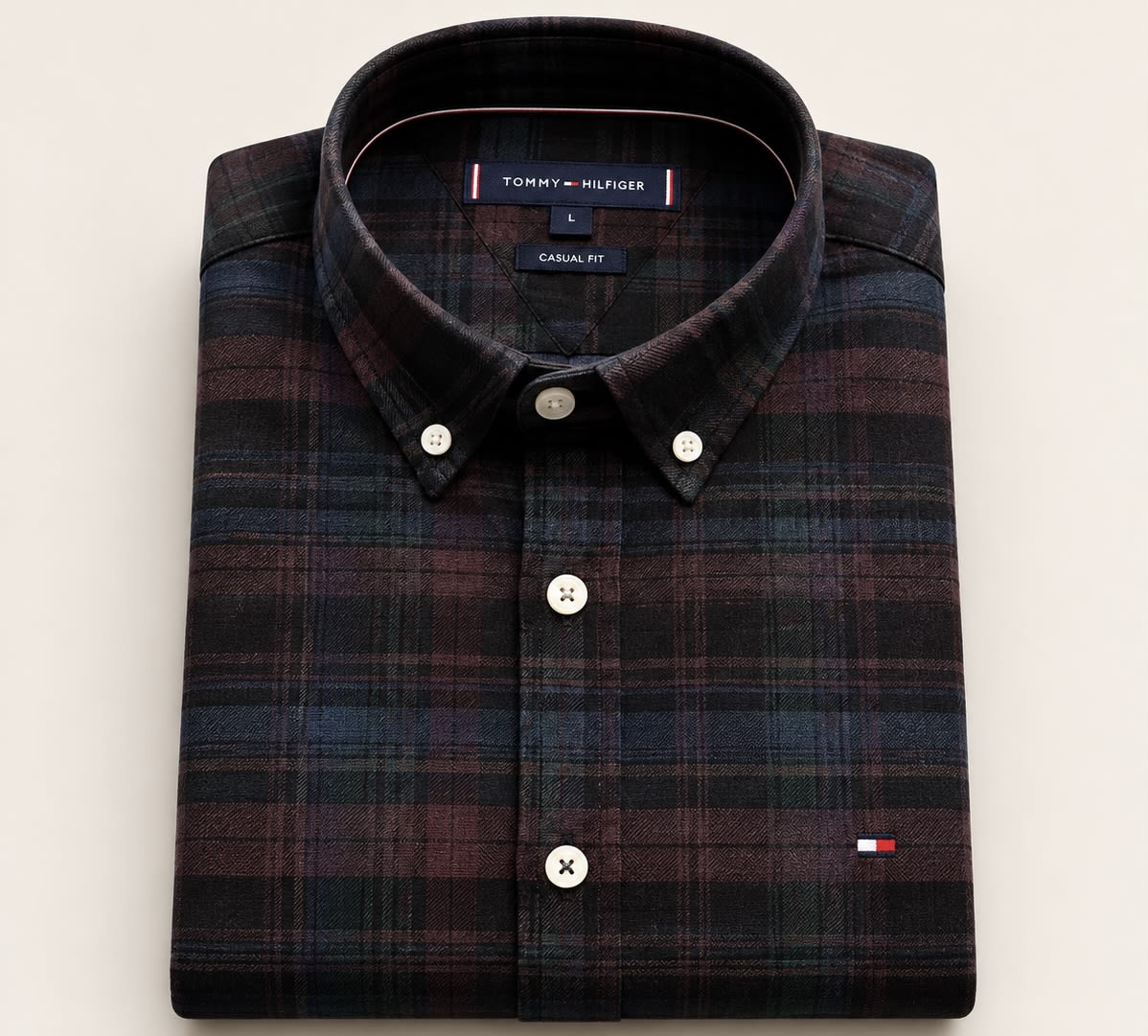 Men's Premium Dark Maroon & Navy Plaid Full Sleeve Casual Shirt 3