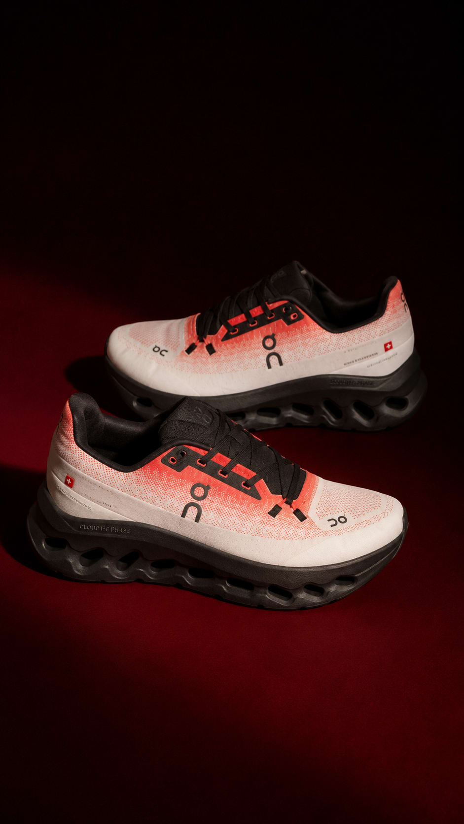 Men's Premium White & Coral Fade Cushion Running Shoes 1