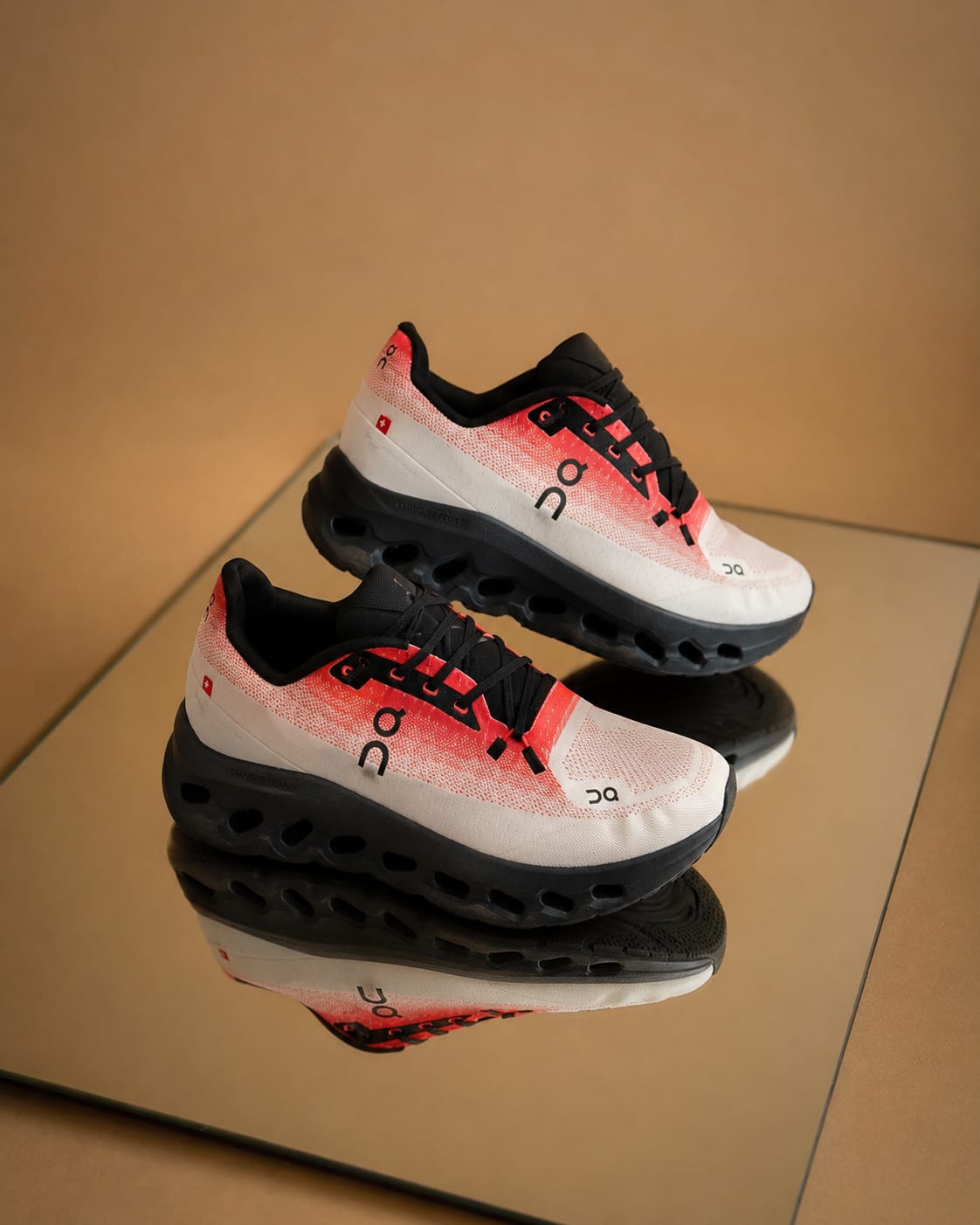 Men's Premium White & Coral Fade Cushion Running Shoes 2