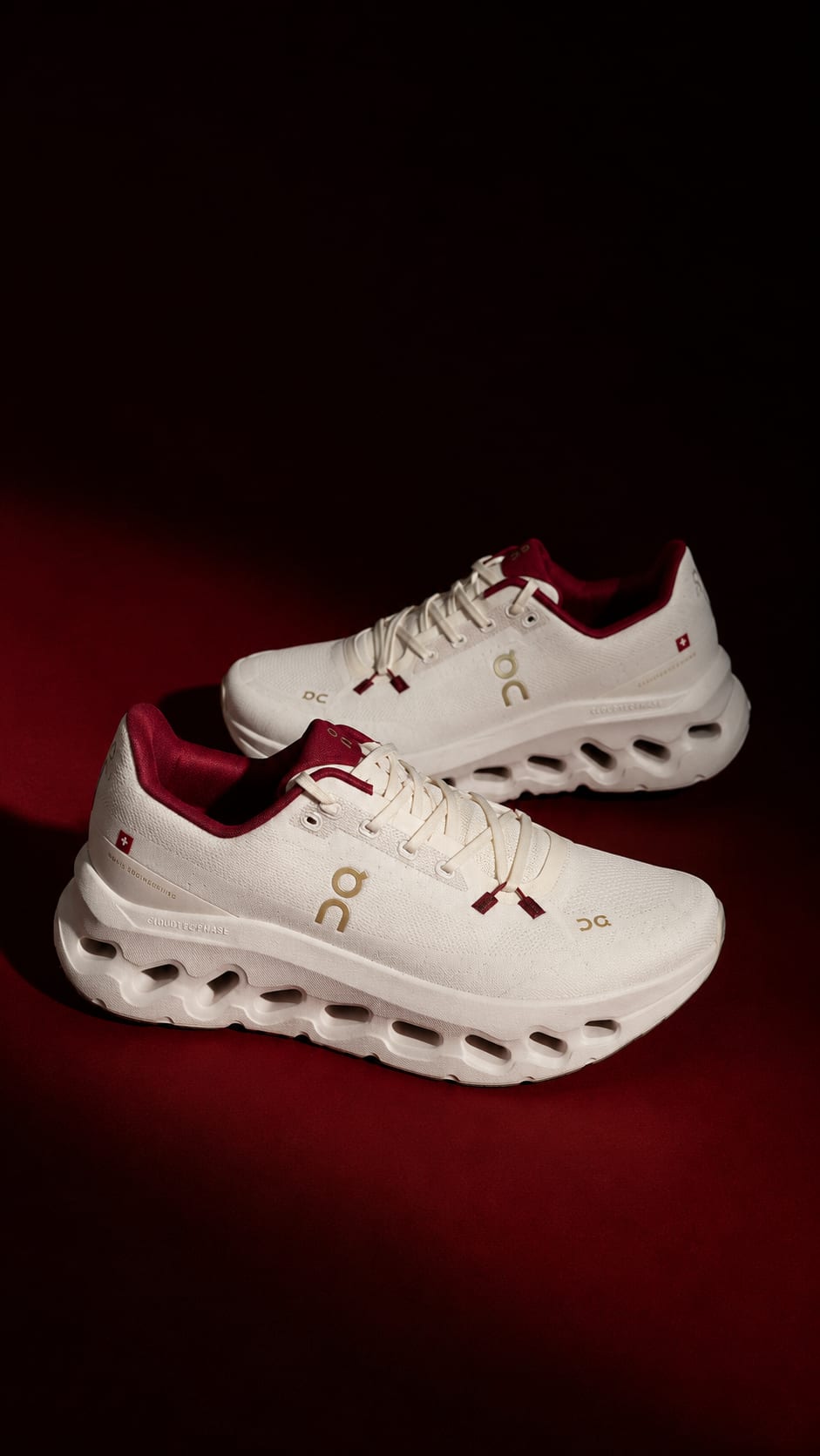 Premium White Cushion Running Shoes with Maroon Accents 1