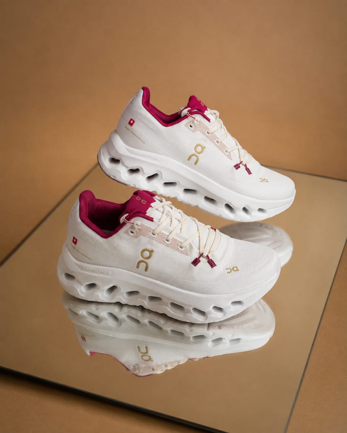 Premium White Cushion Running Shoes with Maroon Accents 2