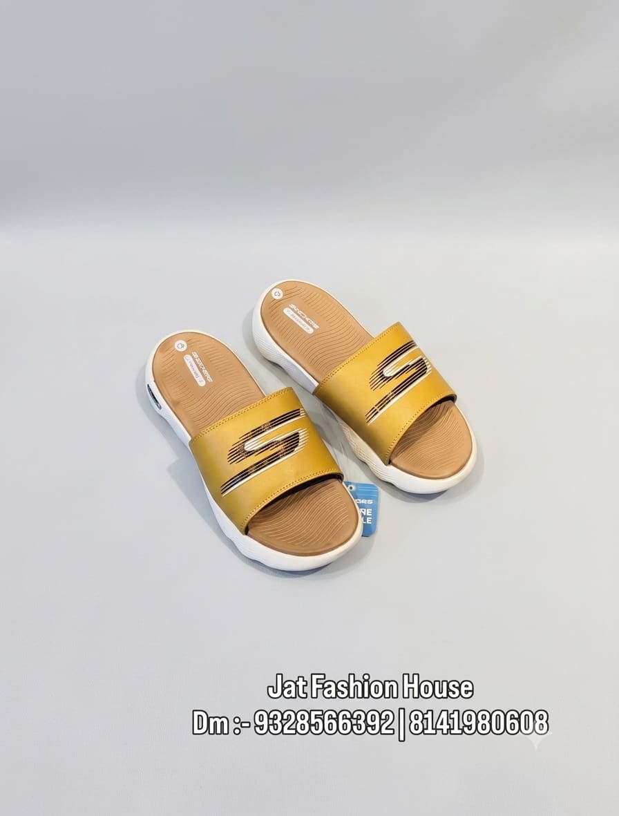 Men's Premium Mustard Yellow Comfort Cushioned Slides 2
