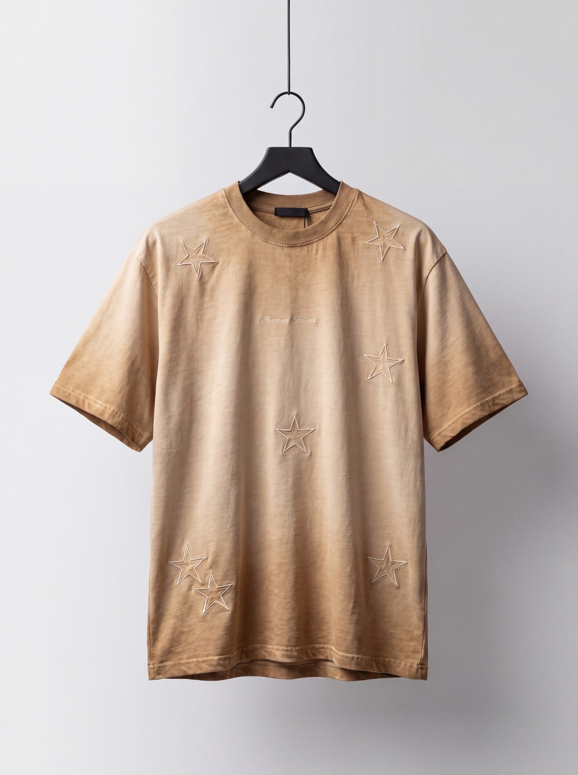 Unisex Premium Washed Beige Star-Embossed Oversized T-Shirt 1