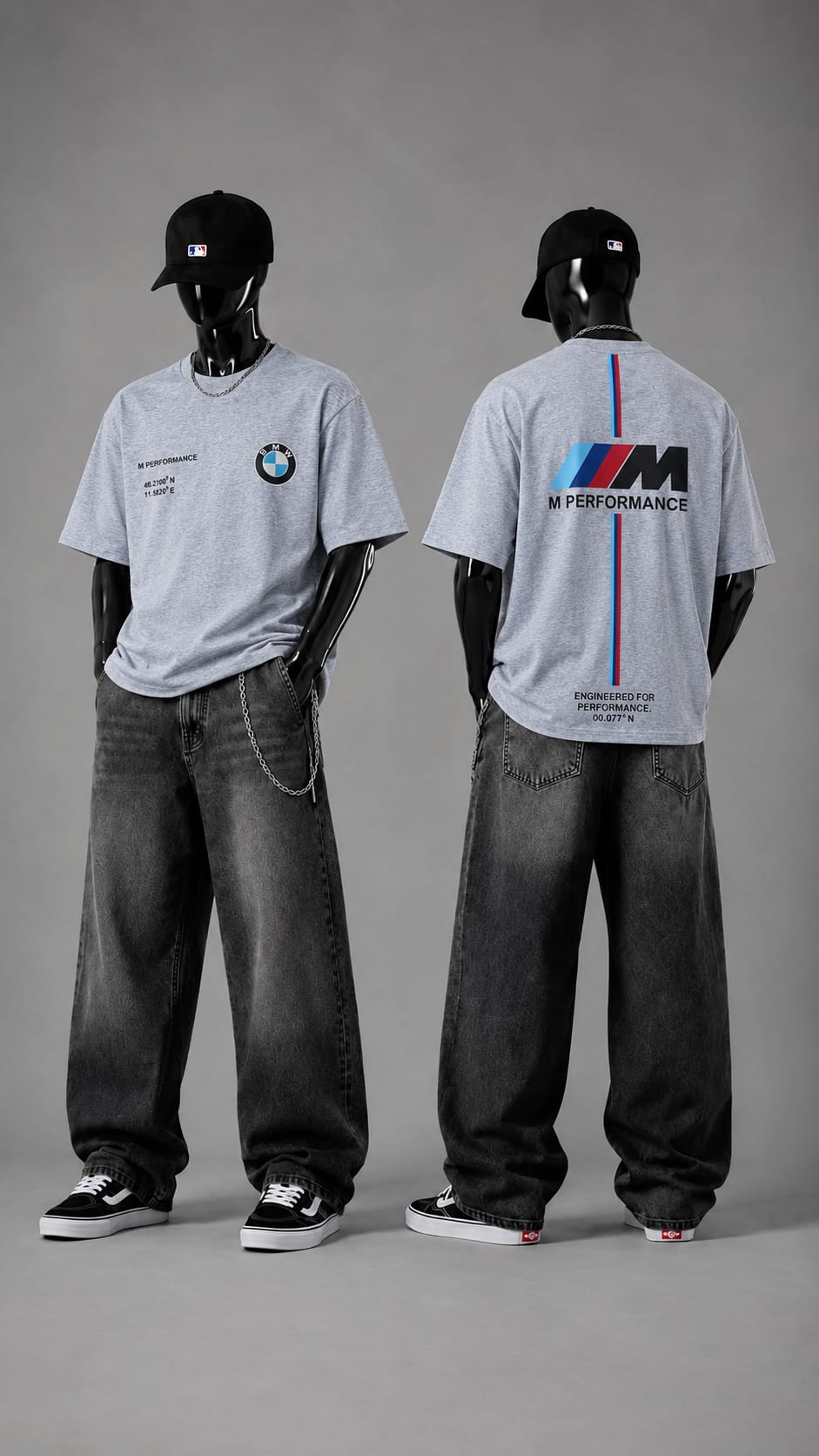Unisex Premium Heather Grey Motorsport Graphic Oversized T-Shirt 2