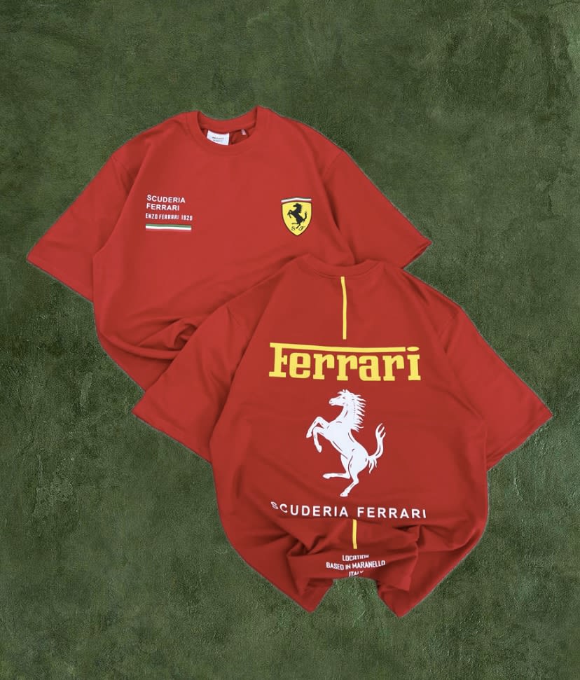 Unisex Premium Racing Red Prancing Horse Graphic Oversized T-Shirt 1