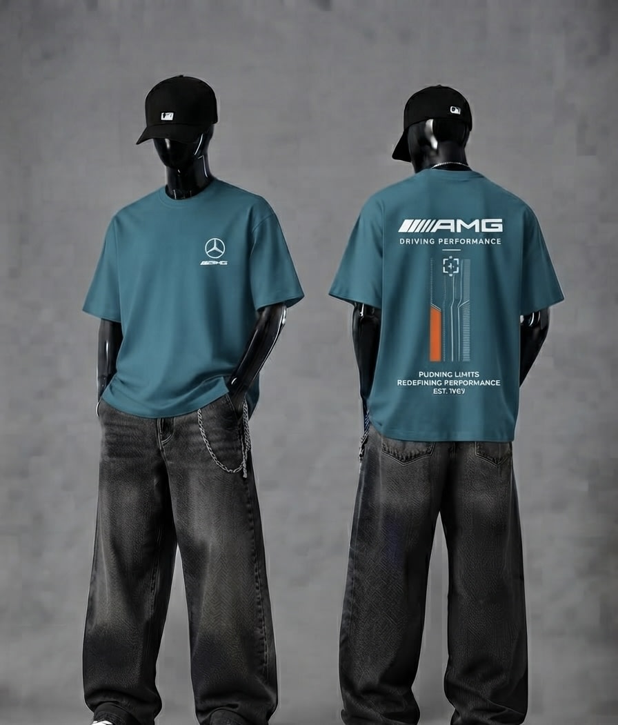 Unisex Premium Teal Blue Driving Performance Graphic Oversized T-Shirt 2