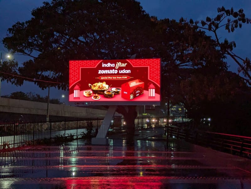 Colris digital billboard displaying outdoor advertisement in Nagercoil and Coimbatore