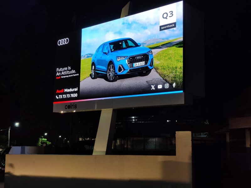 Colris digital billboard displaying outdoor advertisement in Nagercoil and Coimbatore