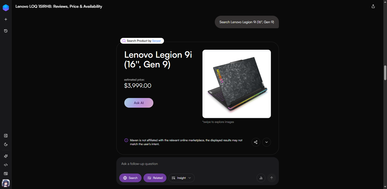 Maven - Showcase Product Details