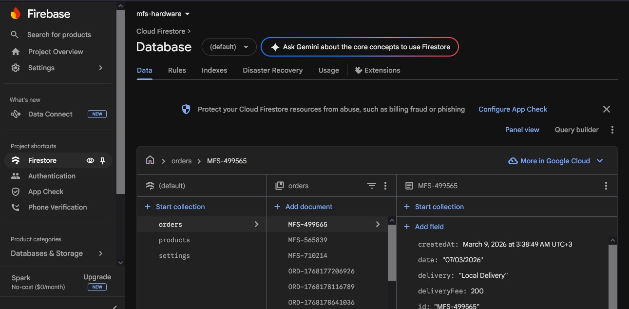 Firebase Firestore live database