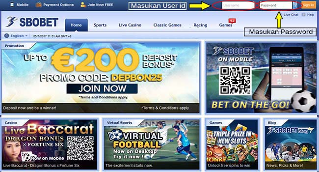 tampilan awal sbobet