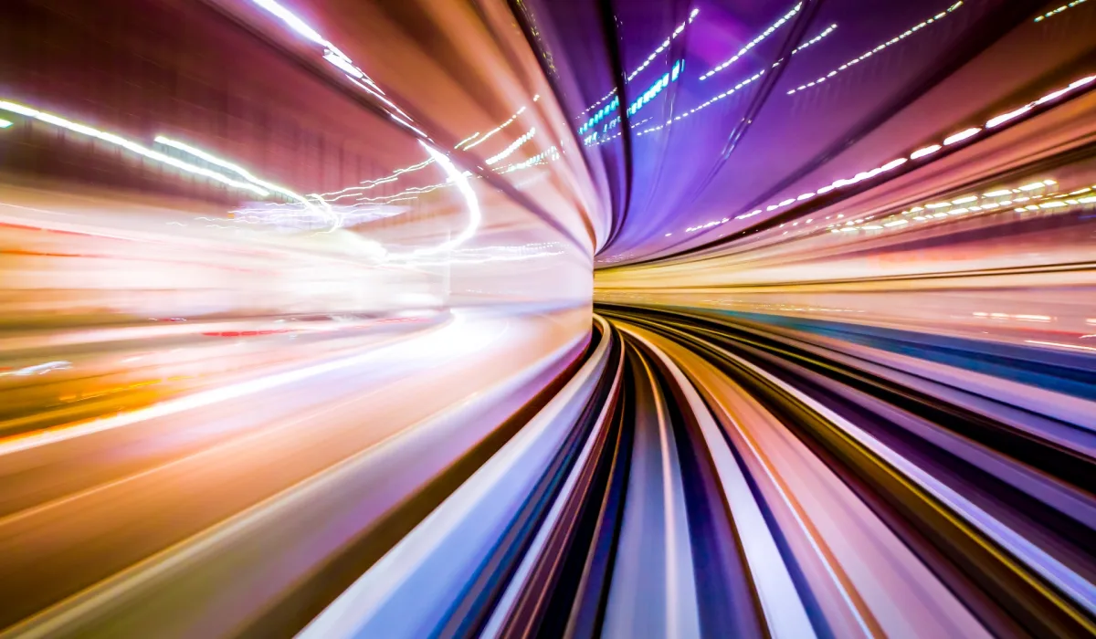 Long exposure photography from train in Tokyo, Japan