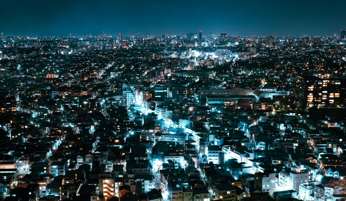 Cityscape view point at night from Sky Carrot Observatory in Tokyo