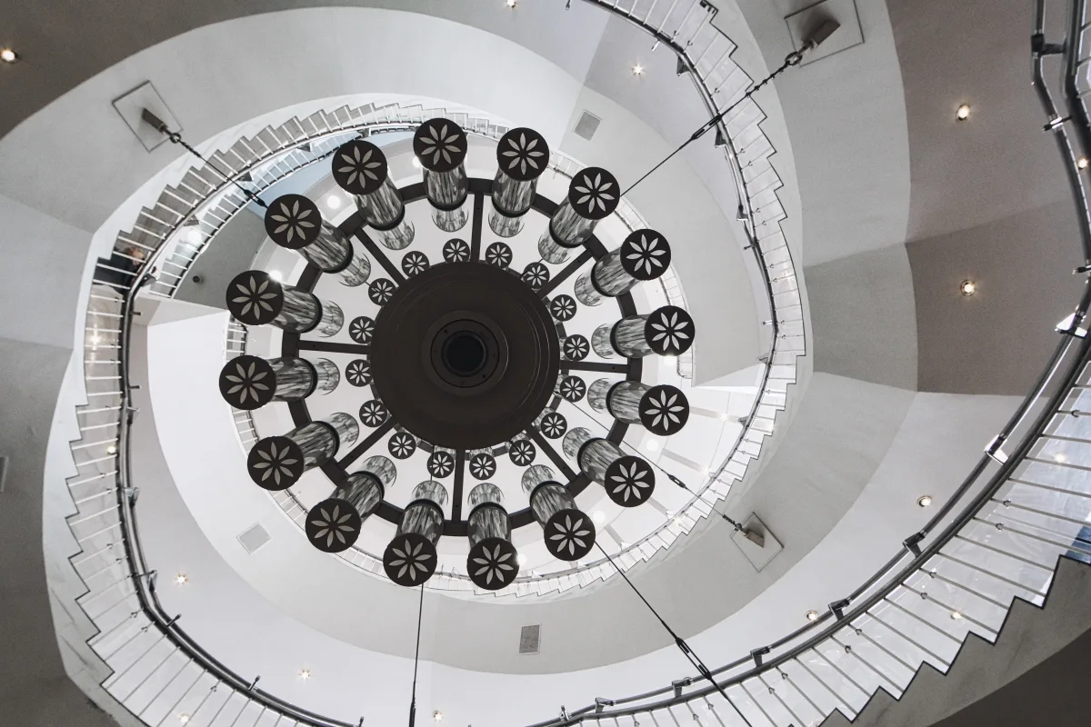 Grandiose spiral staircase in a shopping mall located in Tokyo