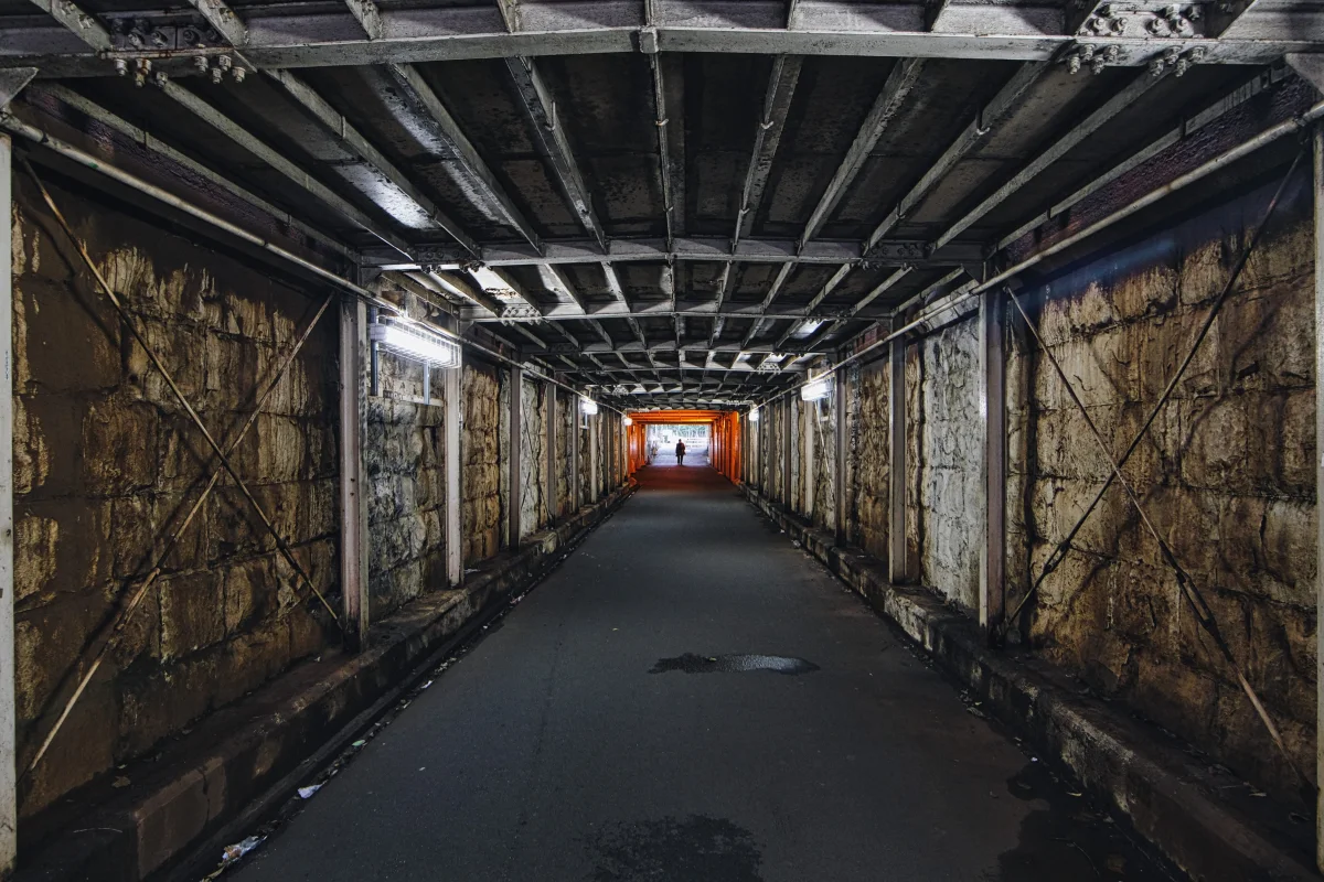 Dimly lit tunnel in Tokyo - a local photo spot