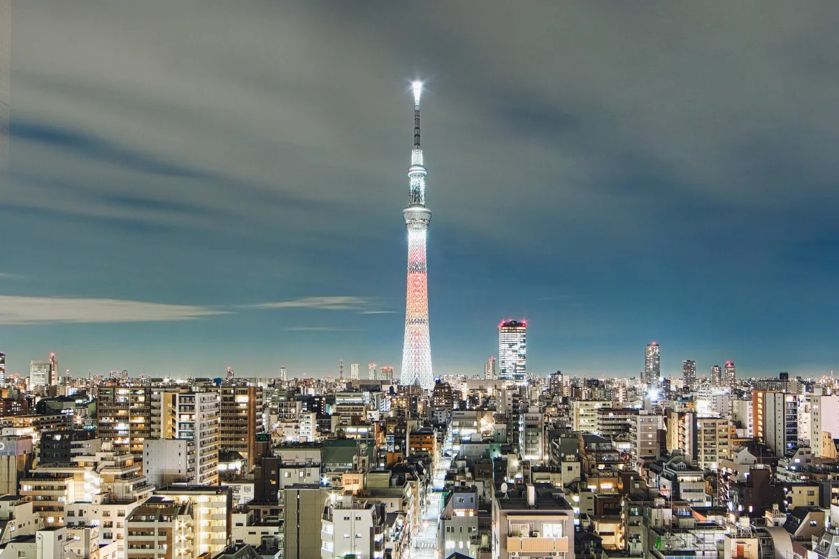 Tokyo Skytree viewing point with cityscape