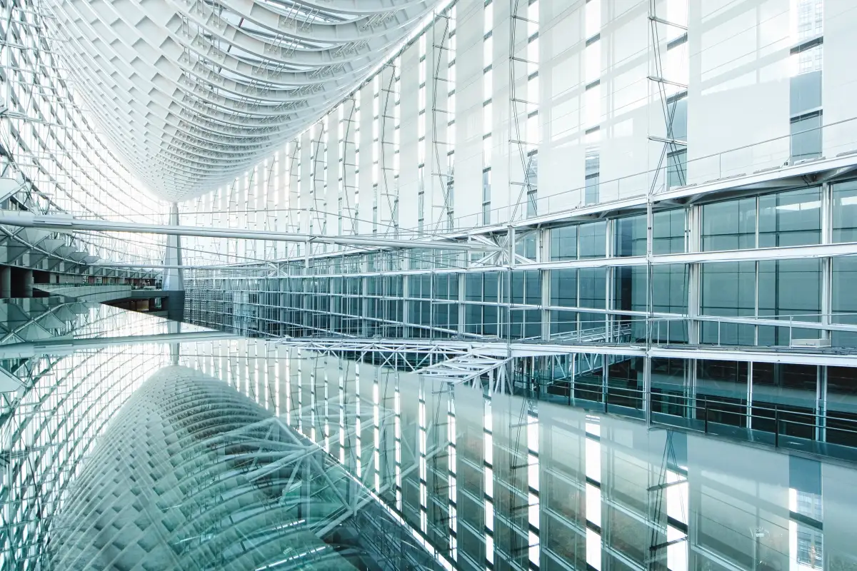 Steel and glass architecture of Tokyo International Forum