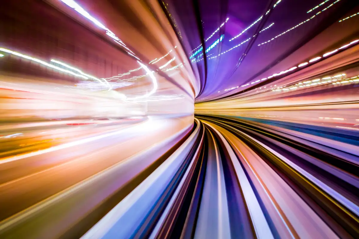 Long exposure photography from train in Tokyo, Japan