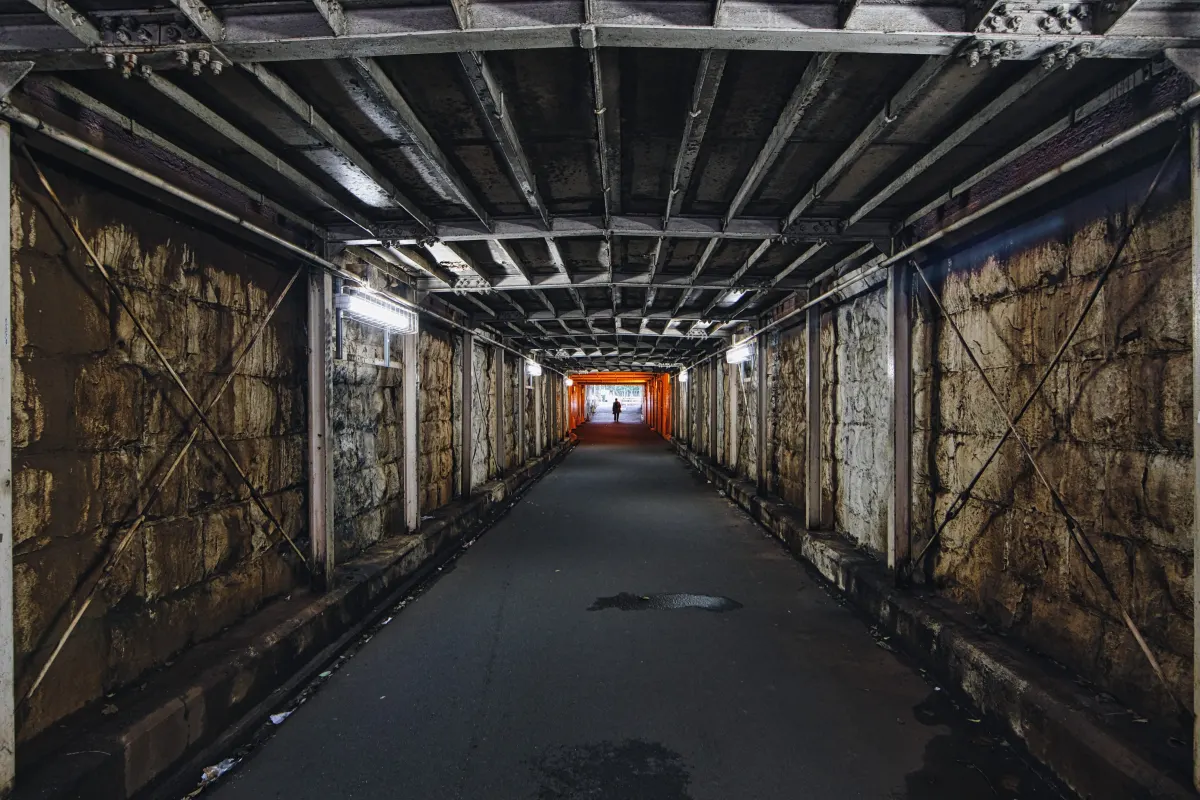 Dimly lit tunnel in Tokyo - a local photo spot