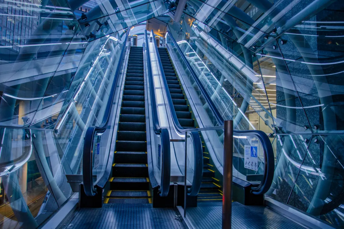 Glass tube like photogenic escalator in Tokyo