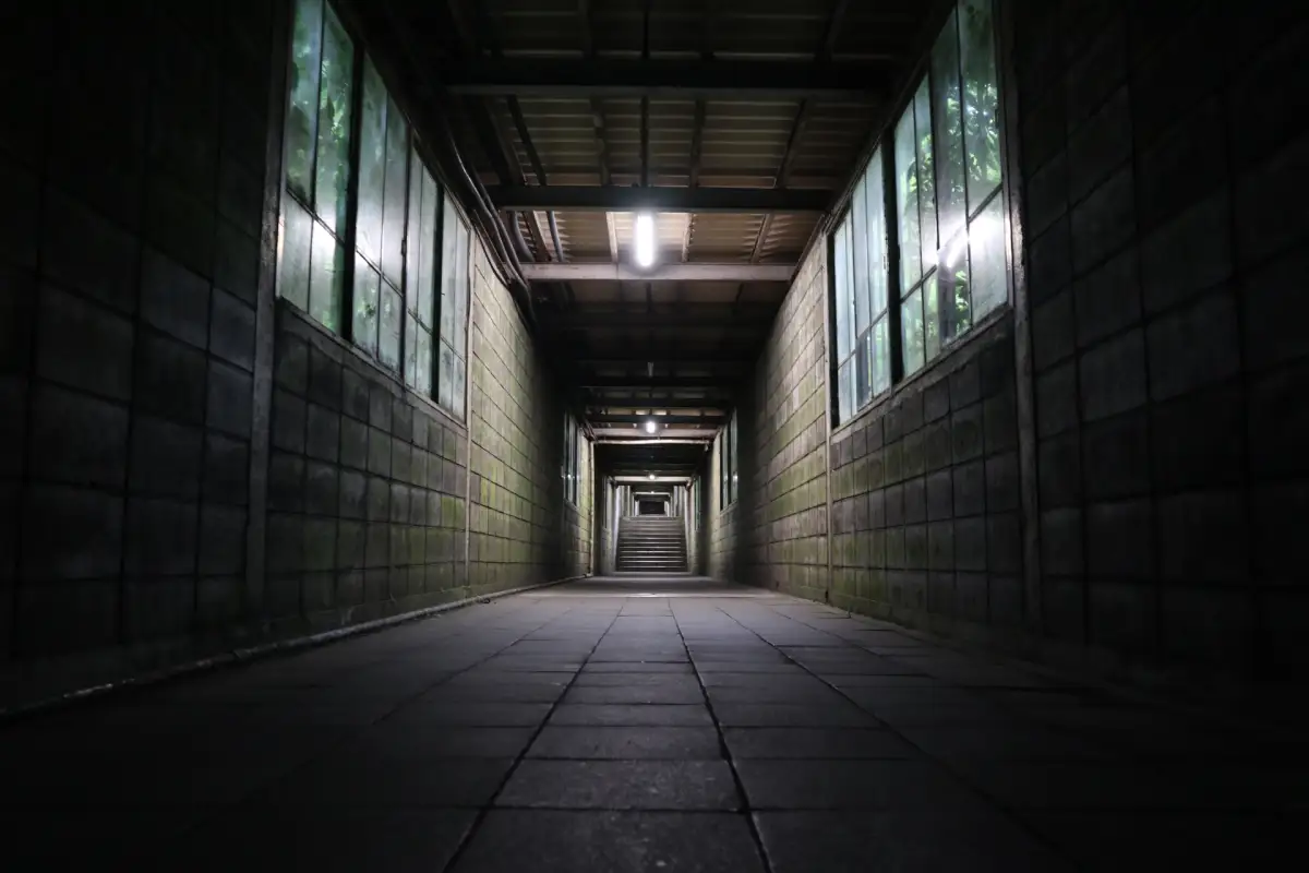 Underground tunnel at the deepest train station in Japan