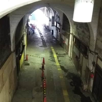 Kokudo Station in Yokohama with historic Showa-era architecture and arched passageways